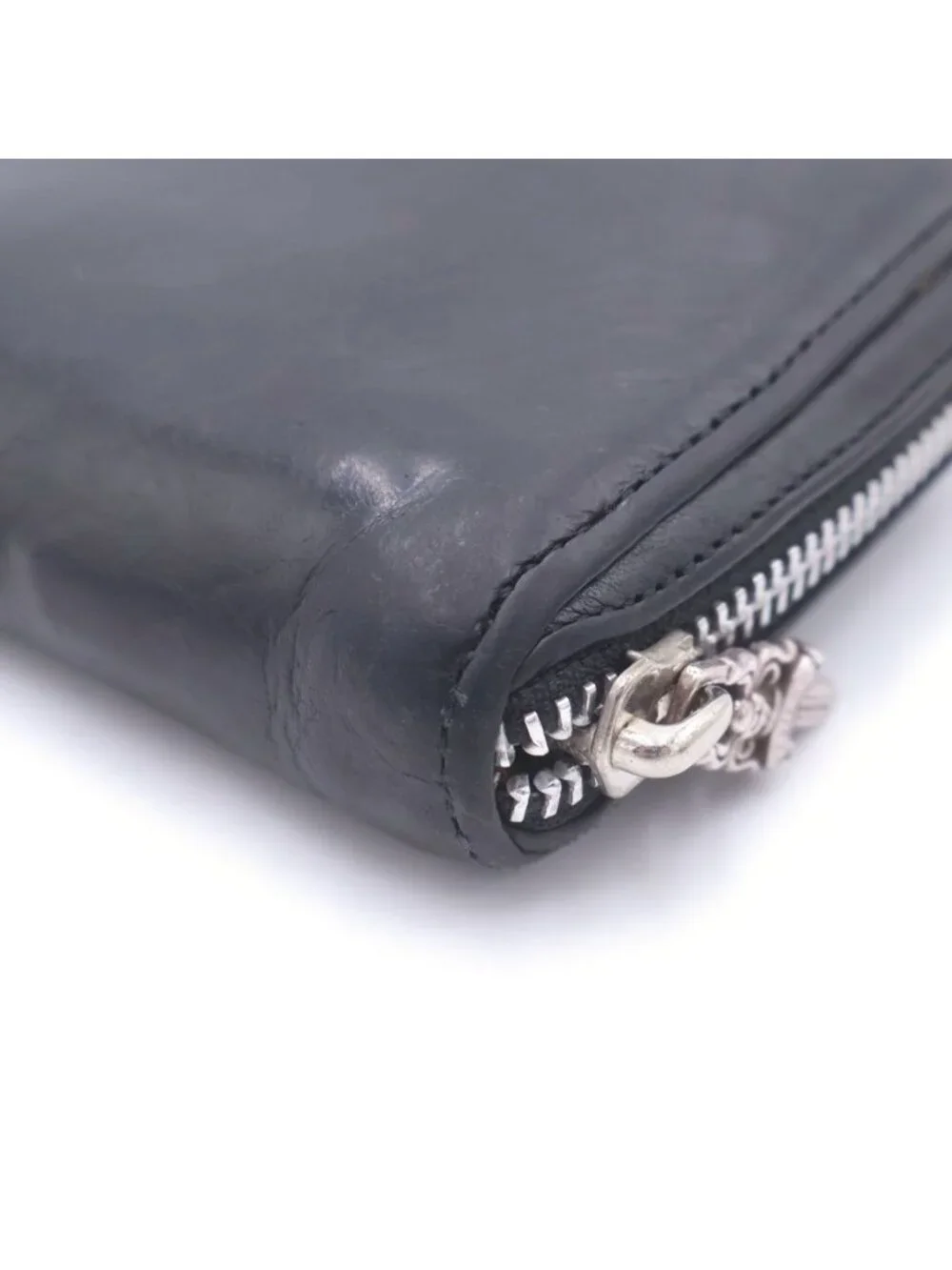 Chrome Hearts Rec Zip Filigree Plus Round Zip Wallet Black